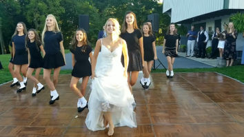 Students performing Irish stepdance at teacher’s wedding