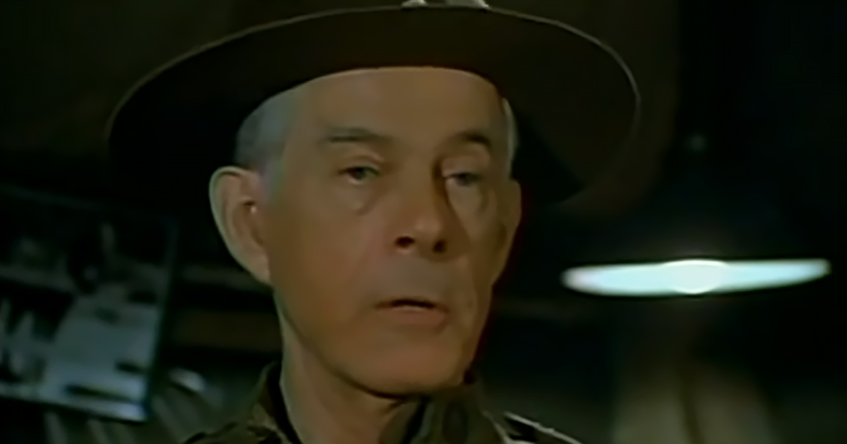 Colonel Potter preparing for a heartfelt moment in MASH.