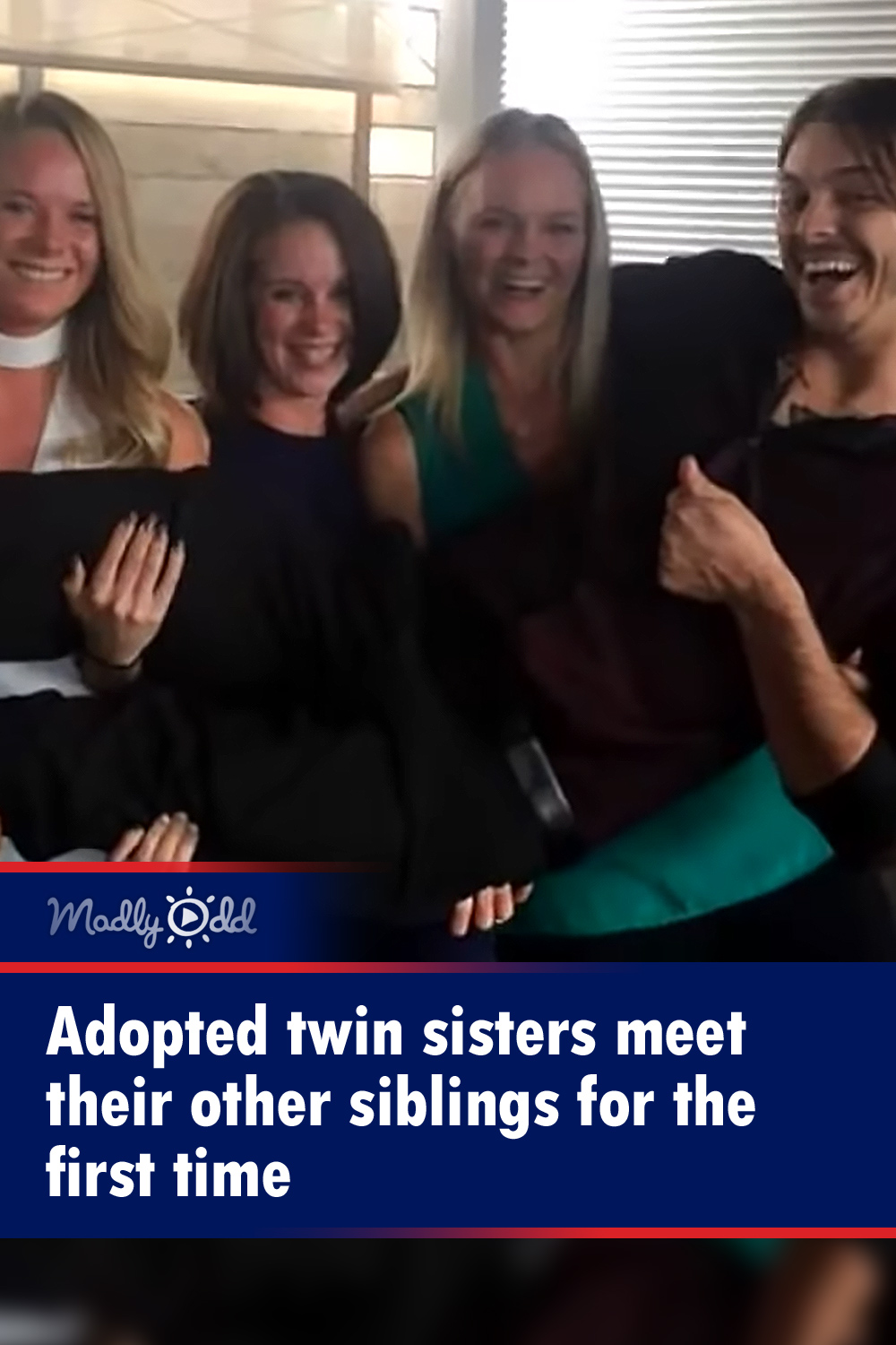 Adopted twin sisters meet their other siblings for the first time