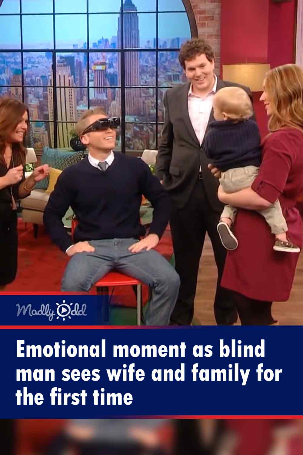 Emotional moment as blind man sees wife and family for the first time