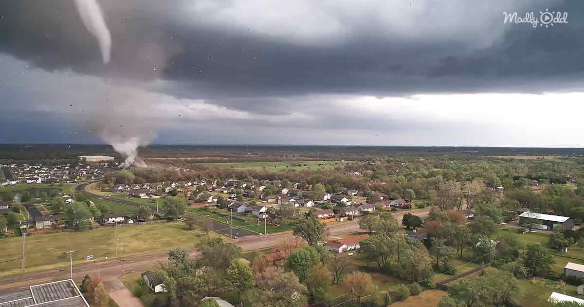 Tornado footage captured by a drone