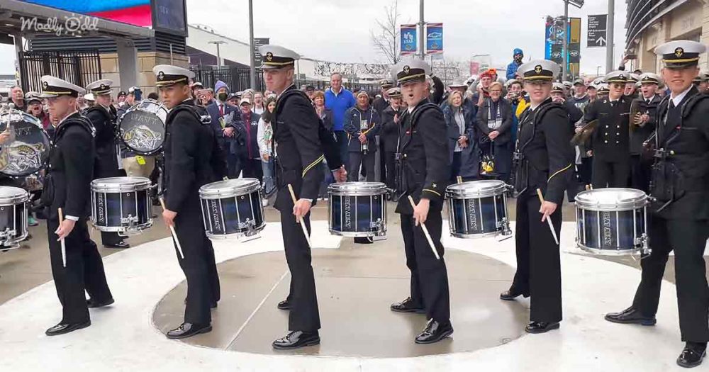 Army and Navy drumline battle