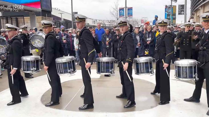 Army and Navy drumline battle