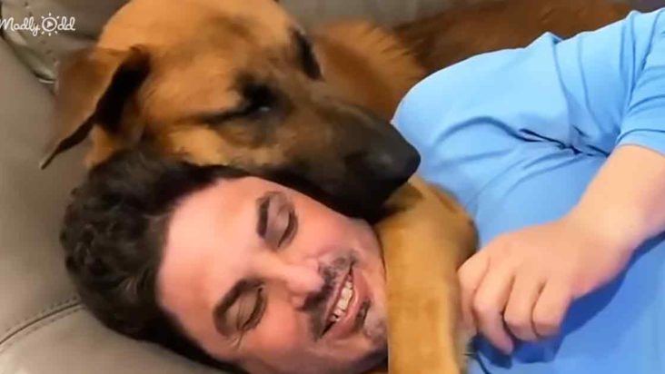 Rescued dog and his human dad