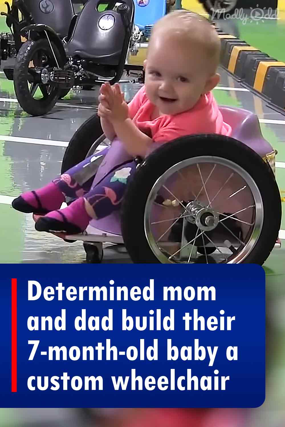 Determined mom and dad build their 7-month-old baby a custom wheelchair