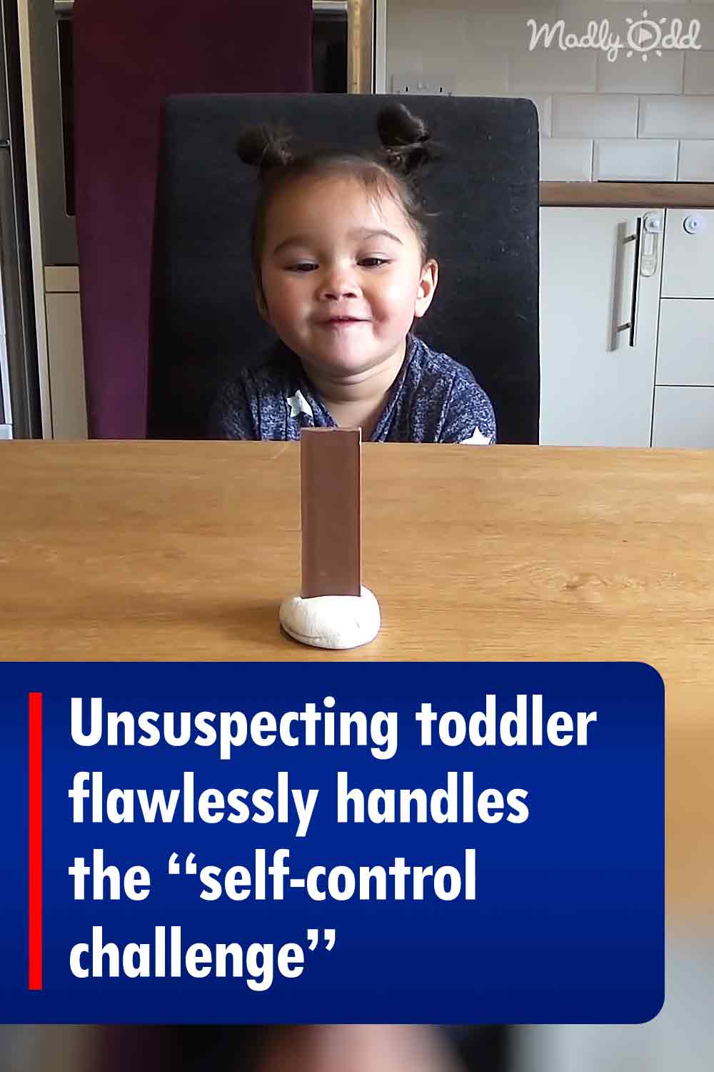 Unsuspecting toddler flawlessly handles the “self-control challenge”
