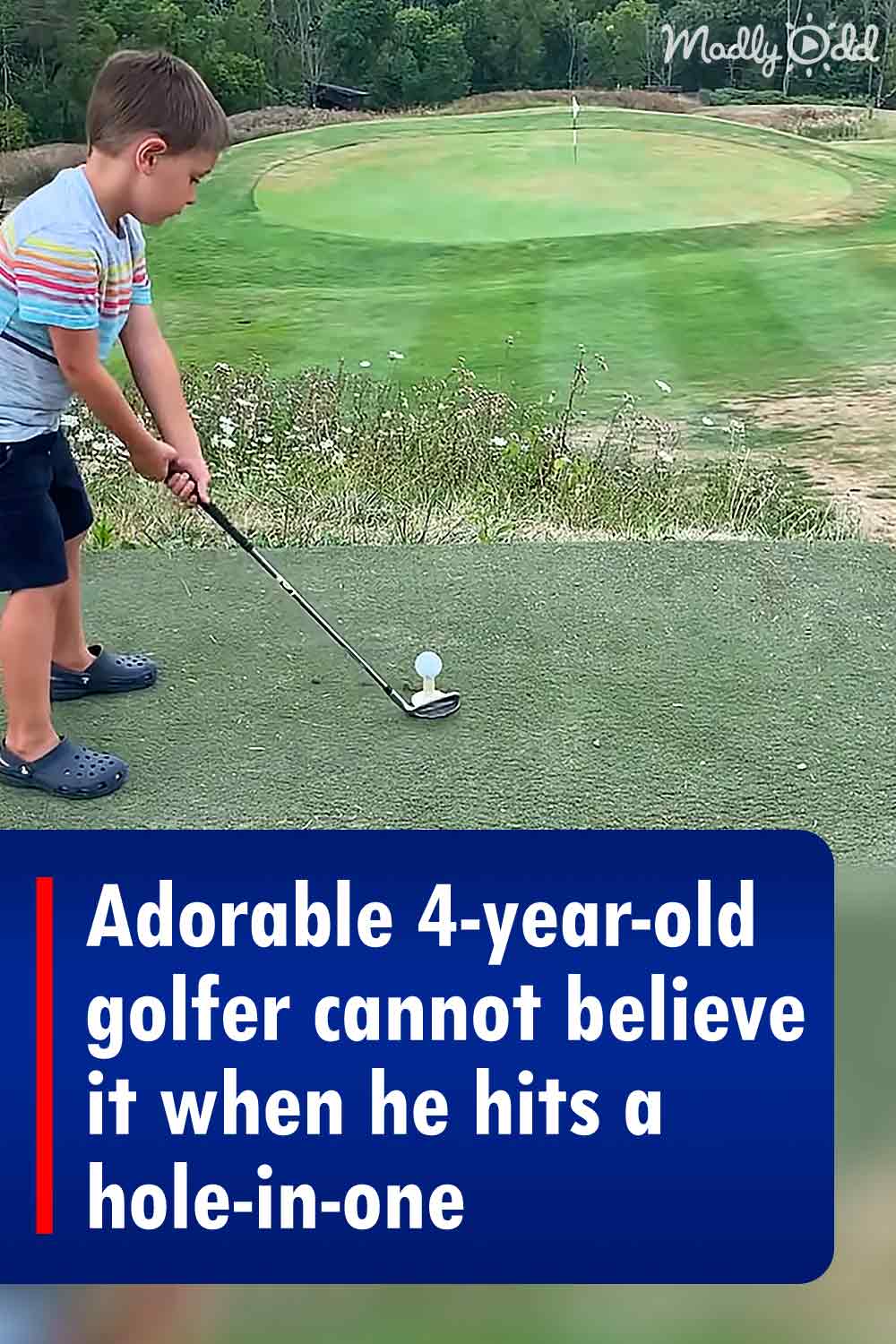 Adorable 4-year-old golfer cannot believe it when he hits a hole-in-one