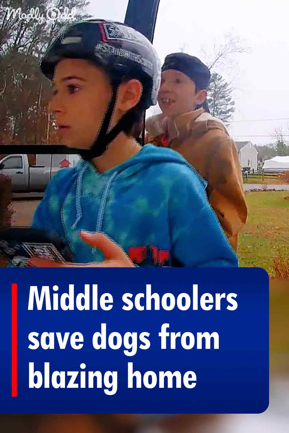 Middle schoolers save dogs from blazing home