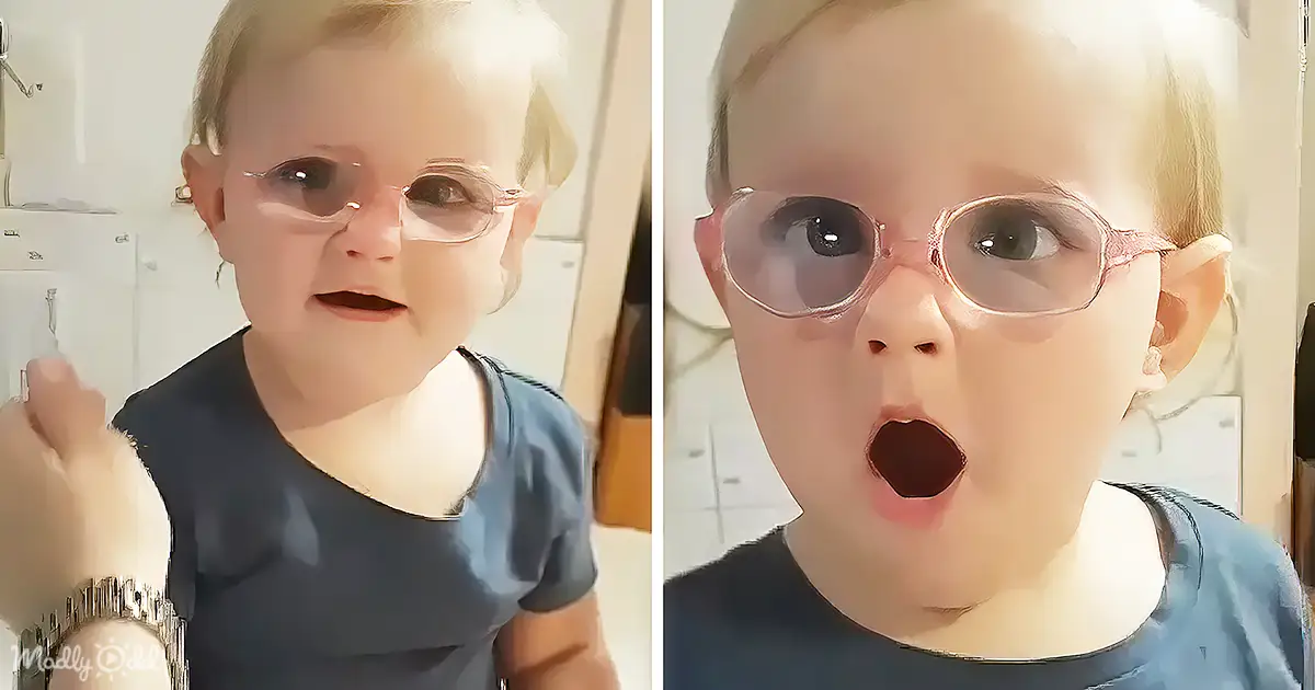 The moment a 14-month-old toddler sees clearly for the first time