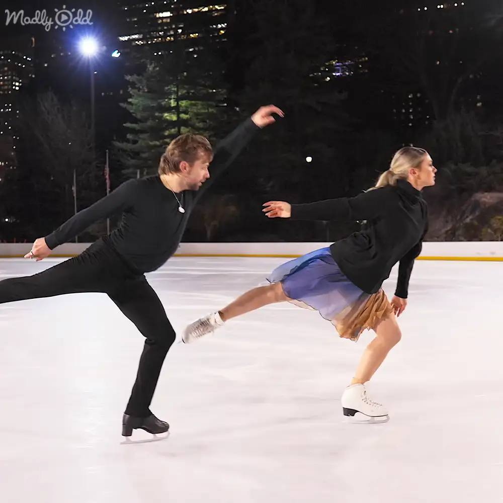 Ice dancers Hawayek & Baker in dramatic pose