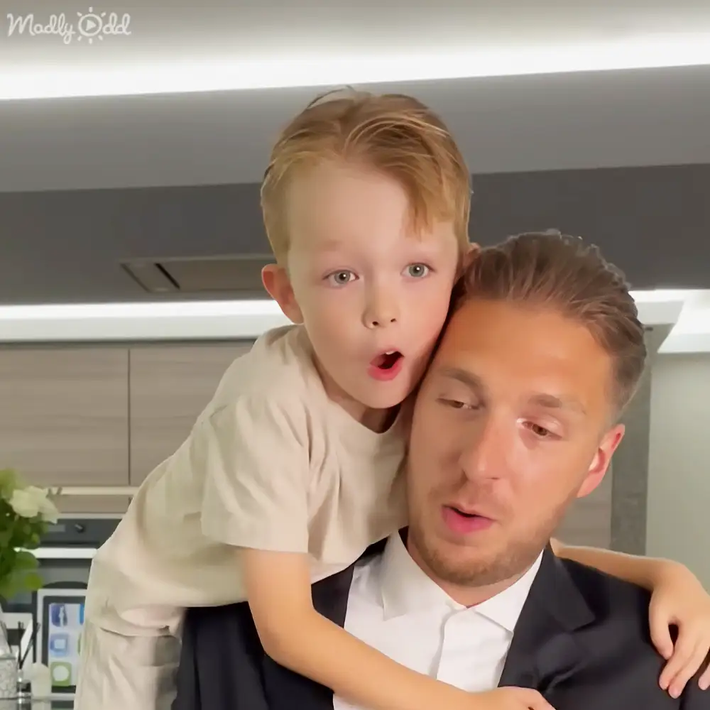 Son's honest reactions in dad's mock interview