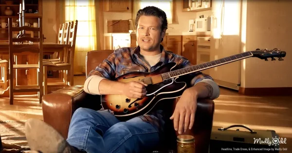 Blake Shelton in a sun-drenched field