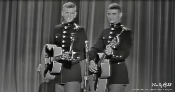 Imagine the iconic Ed Sullivan Theater, brimming with anticipation as the curtain rises to reveal the Everly Brothers in their crisp Marine uniforms. The first chords of 'Crying In The Rain' echo through the hall, capturing the hearts of an entire nation in a timeless moment of musical and personal triumph.