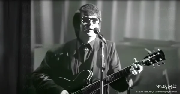 Roy Orbison stands in a dimly lit, smoky room at the Cocoanut Grove, 1987, his eyes closed as he sings &lsquo;Blue Bayou,&rsquo; while Springsteen watches from the shadows. The crowd&rsquo;s faces are bathed in a haunting glow, frozen in awe.